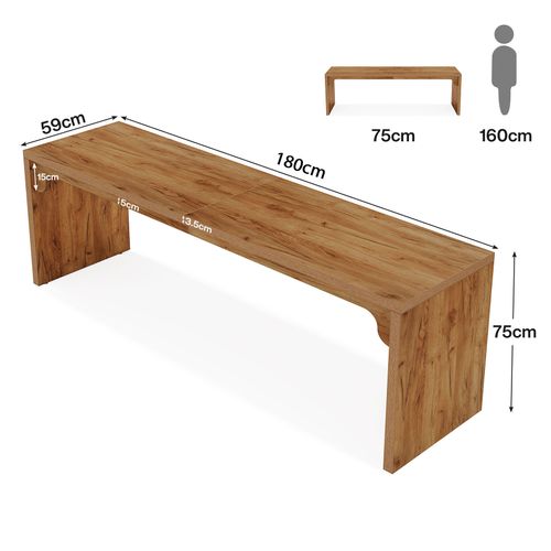 Bureau D'ordinateur De 180 Cm De Long, Bureau Extra Long En Bois Pour Poste De Travail