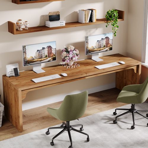 Bureau D'ordinateur De 180 Cm De Long, Bureau Extra Long En Bois Pour Poste De Travail