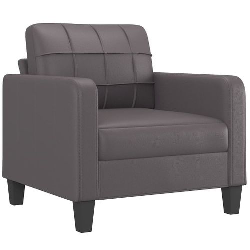 Ensemble De Canapés 3 Pièces Avec Coussins Gris Similicuir