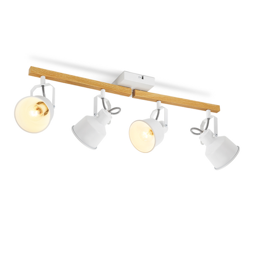 Spot De Plafond Vintage E14 Intérieur Orientable à 350° Blanc 4 Ampoules Rond Pour Salon D'hôtel