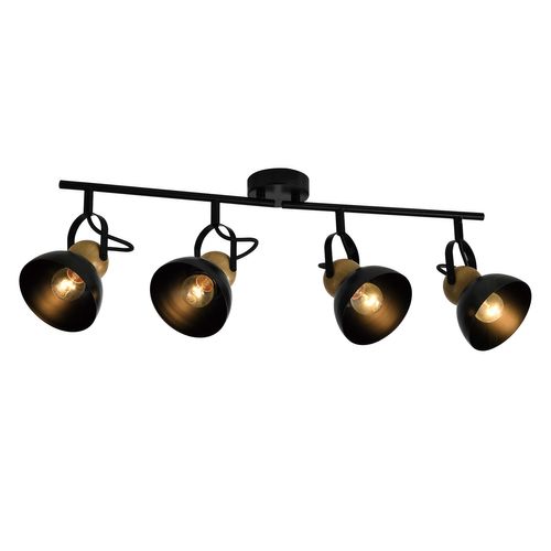 Plafonnier Vintage Industriel Noir 6 Spots E27 Orientables B.K.Licht - NEUF