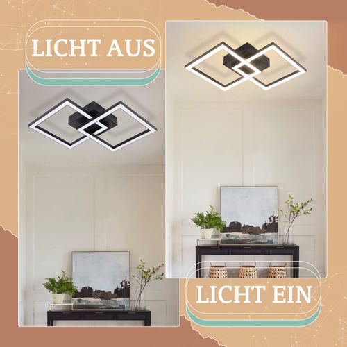 Plafonnier LED Carré Noir 24 W 4 000 K Blanc Neutre Lampe De Cuisine Moderne