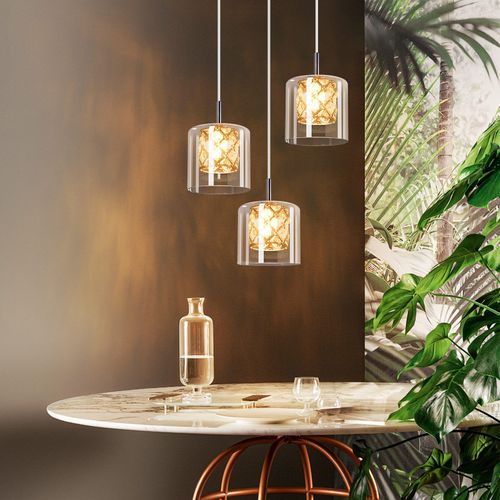 Lustre Moderne à 3 Lumières en Cristal et Verre, Suspension Élégante G9 pour Salon ou Salle à Manger
