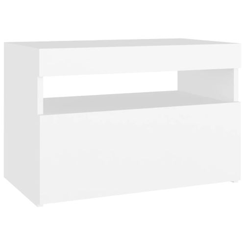 Meuble TV Blanc Avec éclairage LED – 60x35x40 Cm, Neuf Sous Emballage