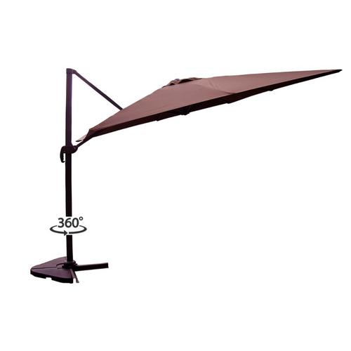 Palatino - Parasol Carré 3x3 Déporté Rotatif Marron En Aluminium