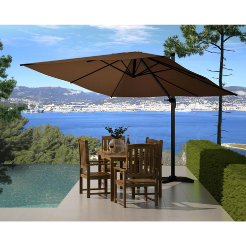 Palatino - Parasol Carré 3x3 Déporté Rotatif Marron En Aluminium