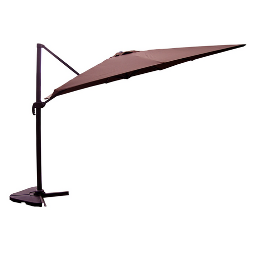 Palatino - Parasol Carré 3x3 Déporté Rotatif Marron En Aluminium