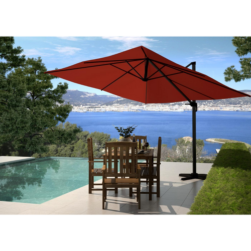 Palatino - Parasol Carré 3x3 Déporté Rotatif Terracotta En Aluminium