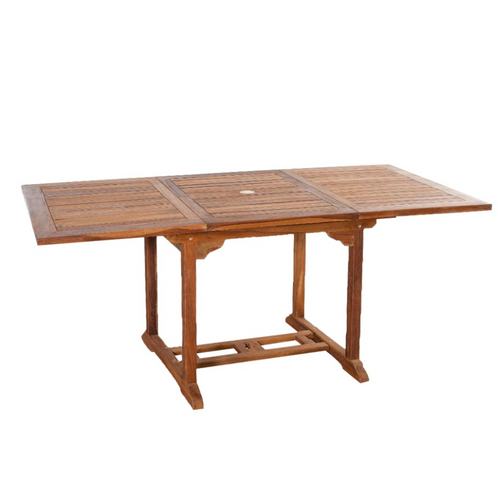 Lubok - Salon De Jardin Extensible Avec Table Rectangle 6 Places En Teck Huilé