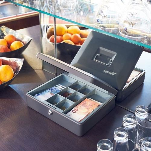 Coffre À Monnaie 8 Compartiments À Clé 5.91l Noir