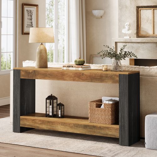 Table Console De 160 Cm De Long Pour Entrée, Table D’entrée En Bois Rustique Pour Salon