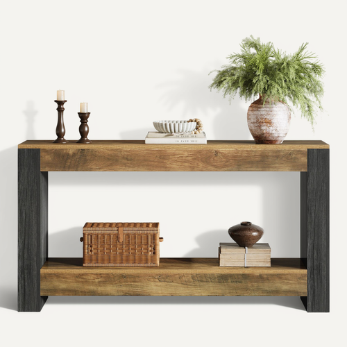 Table Console De 160 Cm De Long Pour Entrée, Table D’entrée En Bois Rustique Pour Salon