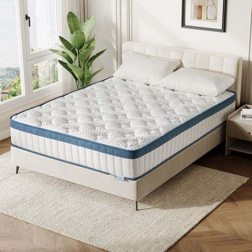 Matelas Ressorts Ensachés 140x200 cm 7 Zones Épaisseur 25 cm Mi-Ferme
