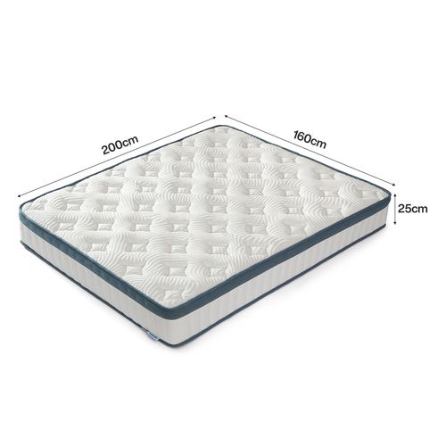 Matelas Ressorts Ensachés 160x200 cm 25 cm épaisseur, 7 Zones, Mi-ferme