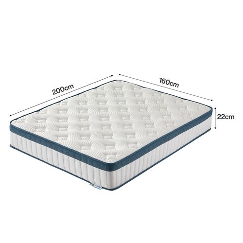 Matelas Ressorts Ensachés 160x200 cm 7 Zones Épaisseur 22 cm
