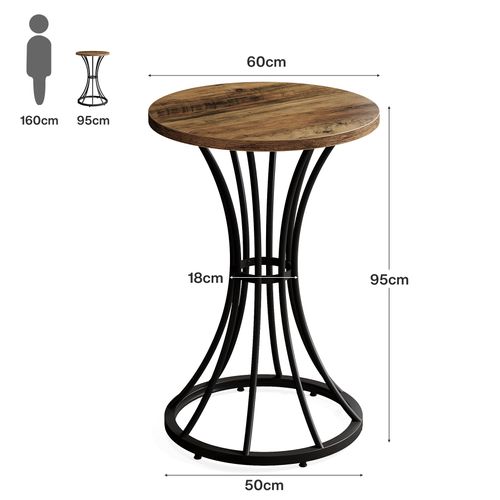 Table De Bar Ronde De 95 Cm De Haut, Petite Table Bistro De 60x60 Cm Pour Cuisine Et Salle à Manger