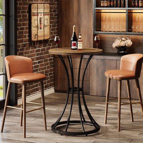 Table De Bar Ronde De 95 Cm De Haut, Petite Table Bistro De 60x60 Cm Pour Cuisine Et Salle à Manger