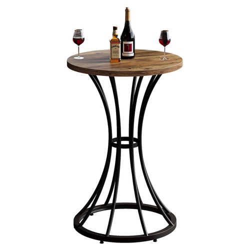 Table De Bar Ronde De 95 Cm De Haut, Petite Table Bistro De 60x60 Cm Pour Cuisine Et Salle à Manger