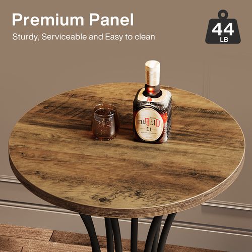Table De Bar Ronde De 95 Cm De Haut, Petite Table Bistro De 60x60 Cm Pour Cuisine Et Salle à Manger