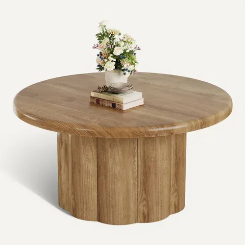 Table Basse Ronde De 80 Cm Pour Salon, Table Basse Ronde De Style Campagnard