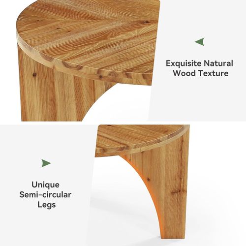 Table Basse Ronde En Bois Massif De 80 Cm, Table Centrale De Style Campagnard Avec Pieds Incurvés