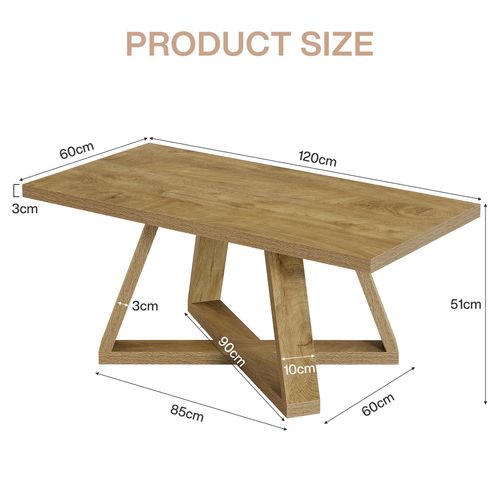 Table Basse De Salon Rectangulaire De Style Campagnard, 120 Cm.