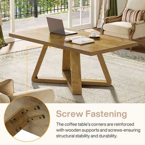 Table Basse De Salon Rectangulaire De Style Campagnard, 120 Cm.