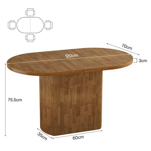 Table De Salle à Manger Ovale De 120 Cm Table De Cuisine Rustique Avec Piètement Pour 4 Personnes