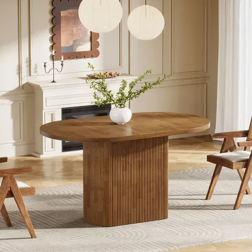 Table De Salle à Manger Ovale De 120 Cm Table De Cuisine Rustique Avec Piètement Pour 4 Personnes