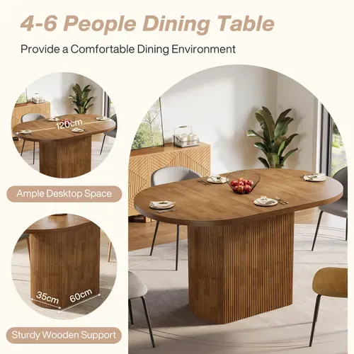 Table De Salle à Manger Ovale De 120 Cm Table De Cuisine Rustique Avec Piètement Pour 4 Personnes