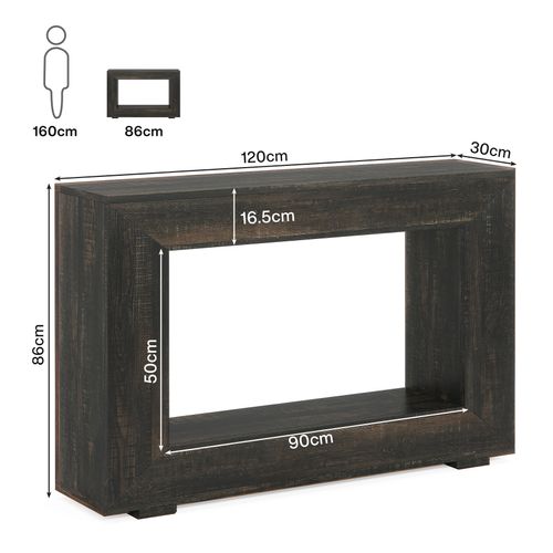 Console 120 Cm, Table D'appoint Avec Rangement, Table D'entrée Moderne Noire