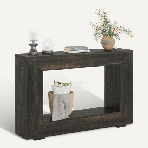 Console 120 Cm, Table D'appoint Avec Rangement, Table D'entrée Moderne Noire
