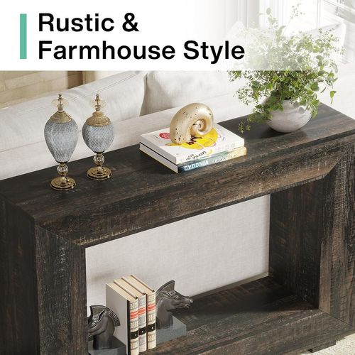 Console 120 Cm, Table D'appoint Avec Rangement, Table D'entrée Moderne Noire
