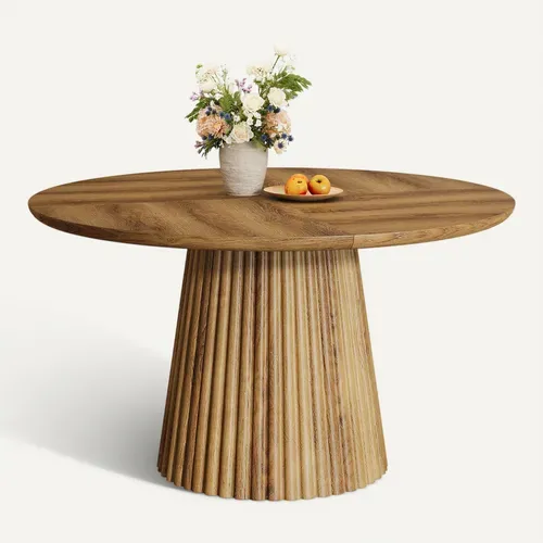 Table De Salle à Manger Ronde Pour 4 à 6 Personnes, Table De Cuisine De Style Campagnard De 120 Cm