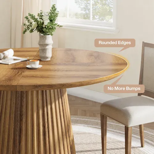 Table De Salle à Manger Ronde Pour 4 à 6 Personnes, Table De Cuisine De Style Campagnard De 120 Cm