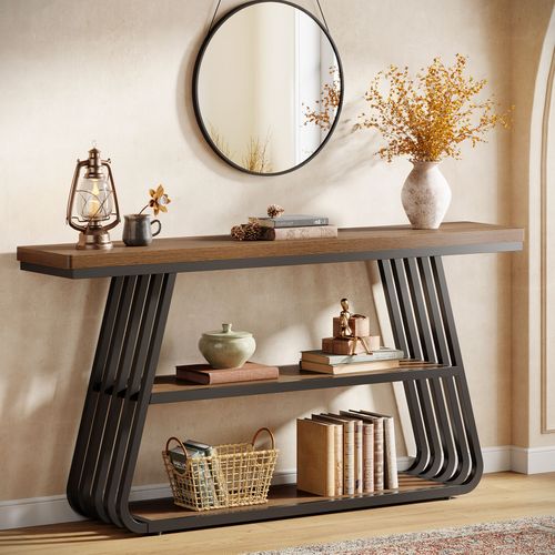 Console à 3 Niveaux Avec Étagères, Table D'entrée Pour Salon