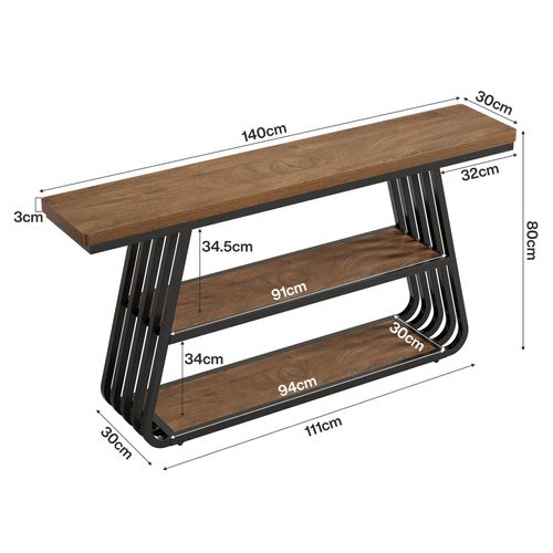 Console à 3 Niveaux Avec Étagères, Table D'entrée Pour Salon