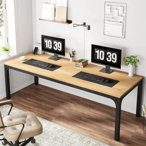 Bureau Pour 2 Personnes, Bureau D'ordinateur Extra Long De 200 Cm, Poste De Travail Double