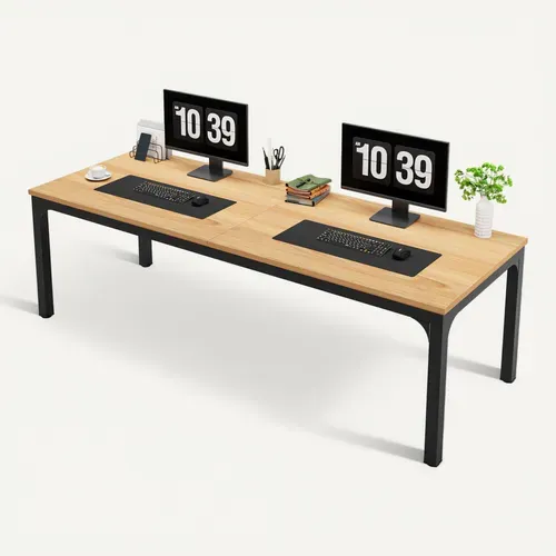 Bureau Pour 2 Personnes, Bureau D'ordinateur Extra Long De 200 Cm, Poste De Travail Double