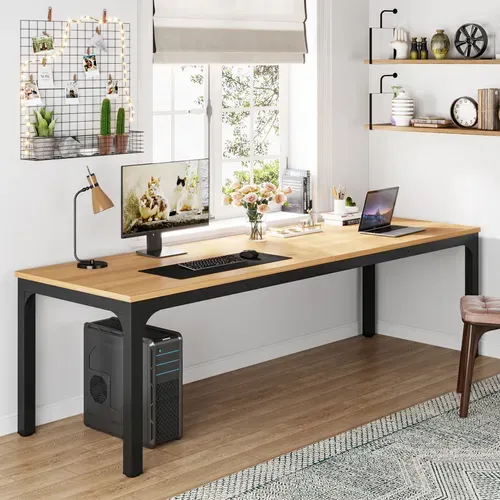 Bureau Pour 2 Personnes, Bureau D'ordinateur Extra Long De 200 Cm, Poste De Travail Double