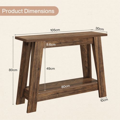 Console De Style Campagnard De 105 Cm, Table D'entrée à 2 Niveaux Avec Rangement