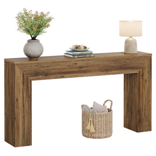 Console De 160 Cm, Table D'appoint Rustique Cannelée à Placer Derrière Un Canapé Dans Une Entrée