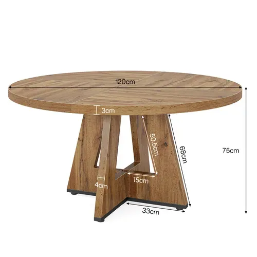 Table à Manger De Style Campagnard, Table Ronde De 120 Cm Pour 4 Personnes Rustique