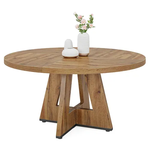 Table à Manger De Style Campagnard, Table Ronde De 120 Cm Pour 4 Personnes Rustique