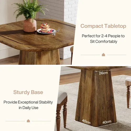 Table à Manger Carrée Pour 2 à 4 Personnes, Petite Table De Cuisine De Style Ferme De 80 Cm