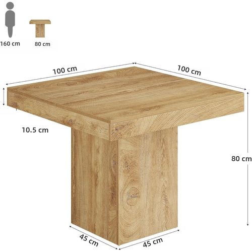 Table à Manger Carrée De 100 Cm Pour 4 Personnes, Petite Table De Cuisine De Style Campagnard