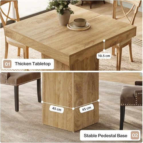 Table à Manger Carrée De 100 Cm Pour 4 Personnes, Petite Table De Cuisine De Style Campagnard
