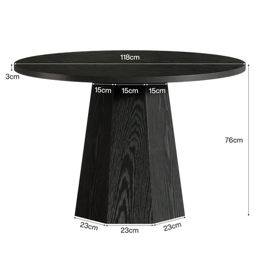Table à Manger Ronde Noire, Petite Table De Cuisine Circulaire De 118 Cm