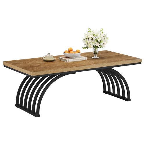 Table Basse Rectangulaire Rustique De 120 Cm Avec Pieds En Métal