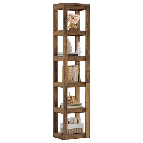 Bibliothèque à 5 Niveaux, Étagère D'angle Étroite De 180 Cm De Haut, Idéale Pour Les Petits Espaces